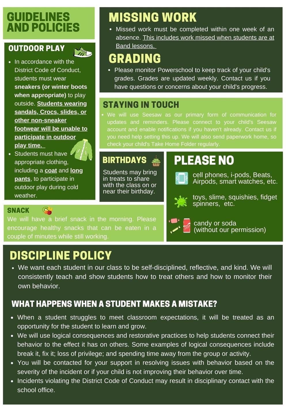 Classroom Policies Page 2